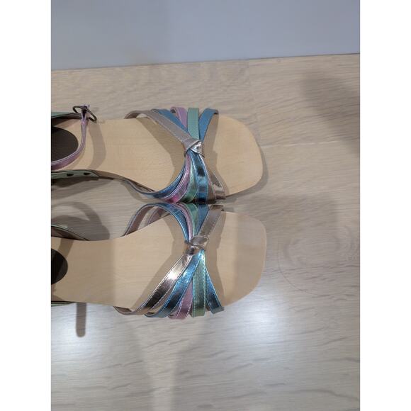 Jeffrey Campbell Metallic Platform Strappy Clog Sandal SZ 9.5 EUC - Picture 8 of 9